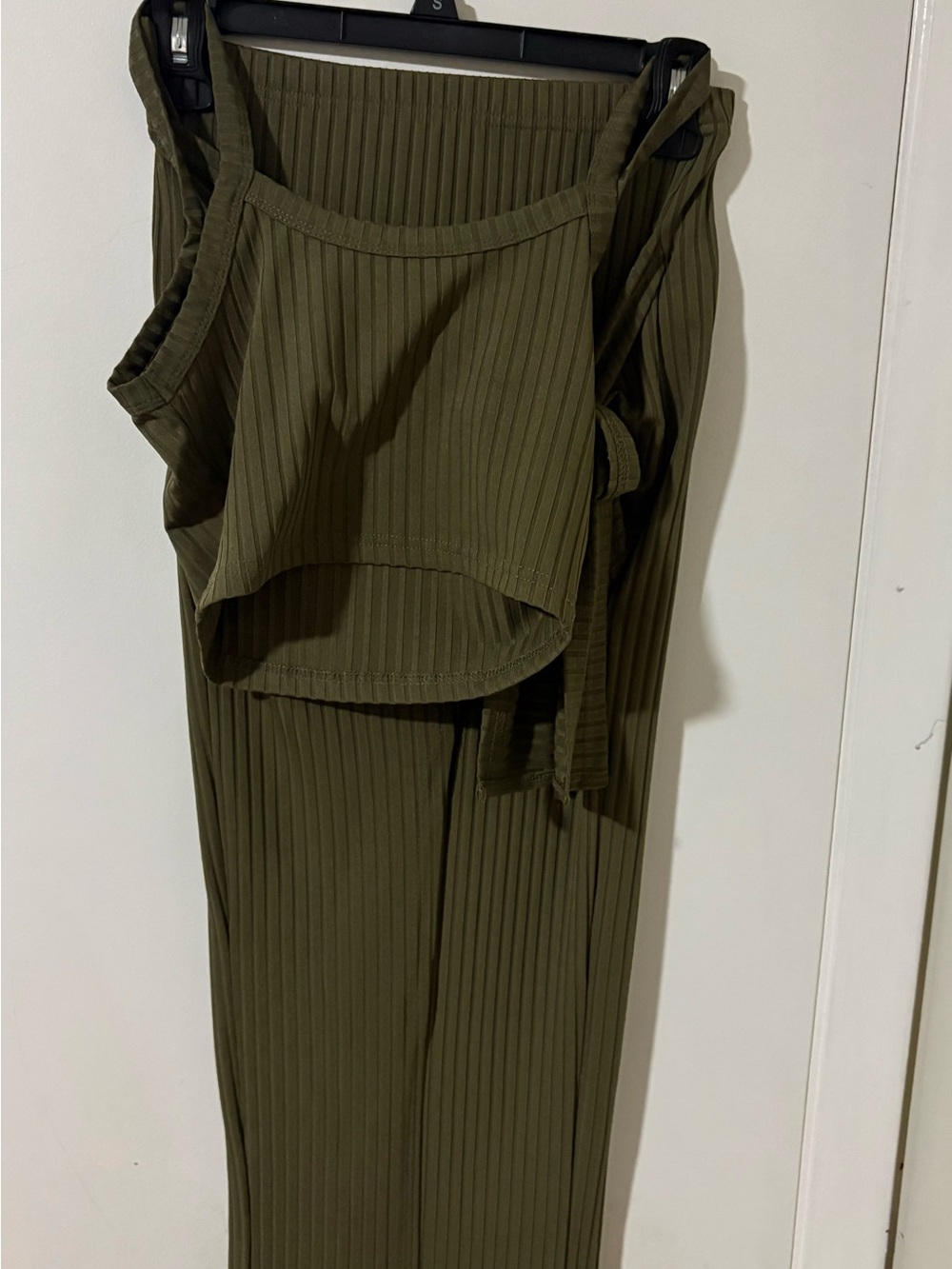 Olive Ribbed two piece set
